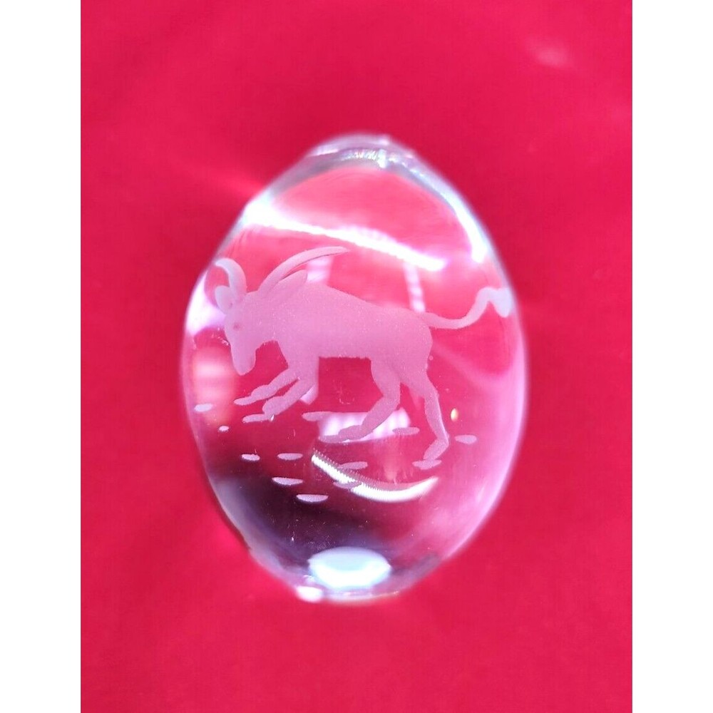 Crystal Ram Paperweight Swedish Egg Handcut Vintage Art Glass